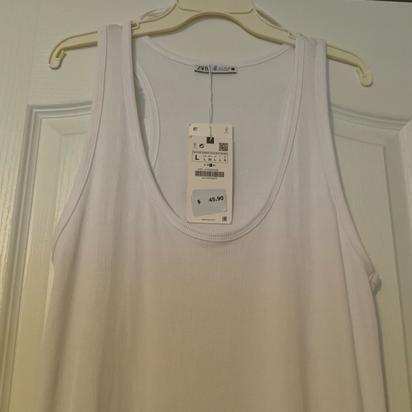 Zara white Ribbed Tback Tank Maxi Dress NWT - Picture 3 of 10